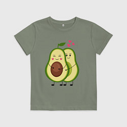 Футболка хлопковая детская Влюбленные Веганы Авокадо, цвет: авокадо