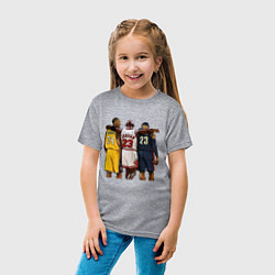 Футболка хлопковая детская Bryant, Jordan, James, цвет: меланж — фото 2
