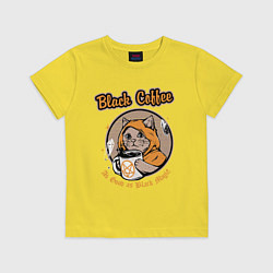 Футболка хлопковая детская Black Coffee Cat, цвет: желтый