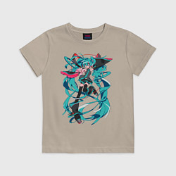Футболка хлопковая детская Hatsune Miku Expo, цвет: миндальный
