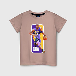 Футболка хлопковая детская NBA Kobe Bryant, цвет: пыльно-розовый