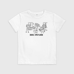 Футболка хлопковая детская DDoS: SYN Flood, цвет: белый