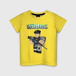 Футболка хлопковая детская Roblox Defender, цвет: желтый