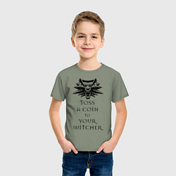 Футболка хлопковая детская Toss a coin to your witcher, цвет: авокадо — фото 2