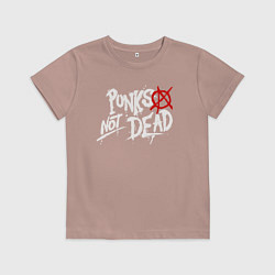 Футболка хлопковая детская Punks not dead, цвет: пыльно-розовый
