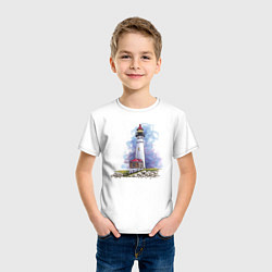 Футболка хлопковая детская Crisp Point Lighthouse, цвет: белый — фото 2
