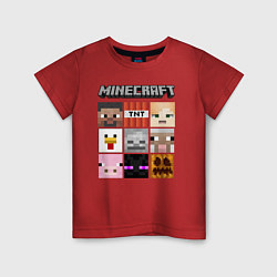 Футболка хлопковая детская MINECRAFT, цвет: красный