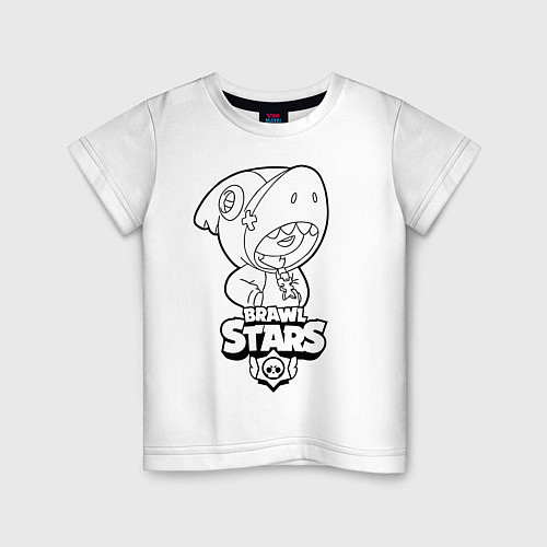 Детская футболка Brawl Stars LEON раскраска / Белый – фото 1
