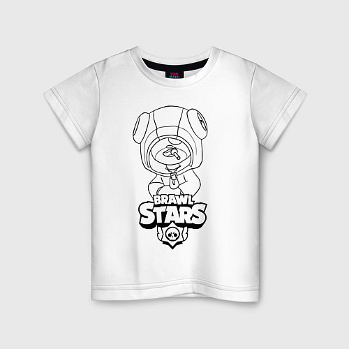 Детская футболка Brawl Stars LEON раскраска / Белый – фото 1