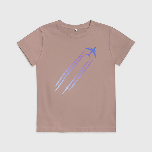 Детская футболка Самолёт / Пыльно-розовый – фото 1