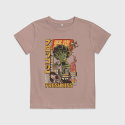 Футболка хлопковая детская Broccozilla, цвет: пыльно-розовый