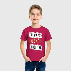 Футболка хлопковая детская Always Keep Positive, цвет: маджента — фото 2