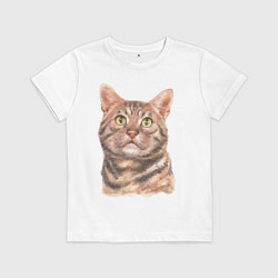 Футболка хлопковая детская Американский короткошерстный, цвет: белый