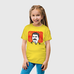 Футболка хлопковая детская Сталин и флаг СССР, цвет: желтый — фото 2