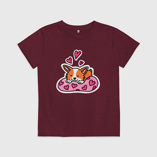 Детская футболка Любимый корги / Меланж-бордовый – фото 1