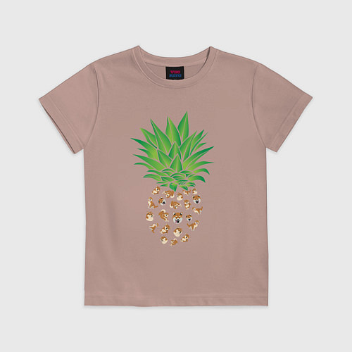 Детская футболка Ананас из собак Акита / Пыльно-розовый – фото 1