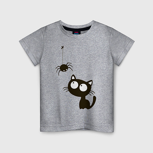 Детская футболка Котик и паучек / Меланж – фото 1