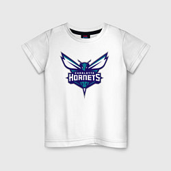 Футболка хлопковая детская Charlotte Hornets 1, цвет: белый