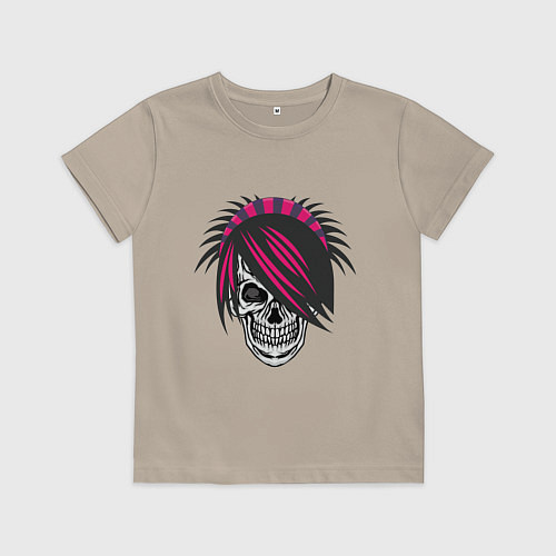 Детская футболка Эмо череп / Миндальный – фото 1