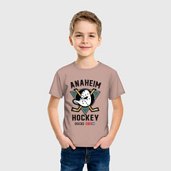 Футболка хлопковая детская ANAHEIM DUCKS, цвет: пыльно-розовый — фото 2