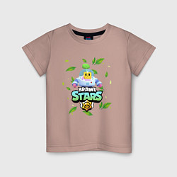 Футболка хлопковая детская Sprout Brawl Stars, цвет: пыльно-розовый