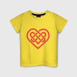 Футболка хлопковая детская Сердце: кельтский узел, цвет: желтый