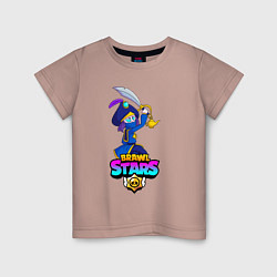 Футболка хлопковая детская ROGUE MORTIS BRAWL STARS, цвет: пыльно-розовый
