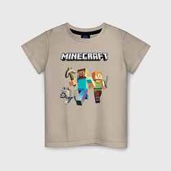 Футболка хлопковая детская MINECRAFT, цвет: миндальный