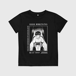 Футболка хлопковая детская Синдзи Икари, Евангелион, цвет: черный
