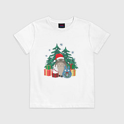 Футболка хлопковая детская New Year Totoro, цвет: белый