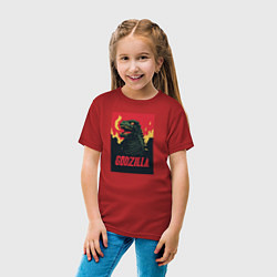 Футболка хлопковая детская Godzilla, цвет: красный — фото 2