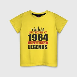 Футболка хлопковая детская 1984 - рождение легенды, цвет: желтый