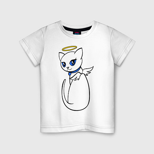 Детская футболка Ангельский котенок / Белый – фото 1