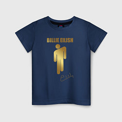 Футболка хлопковая детская Billie Eilish автограф, цвет: тёмно-синий