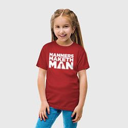 Футболка хлопковая детская Manners maketh man, цвет: красный — фото 2