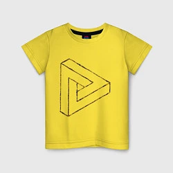 Футболка хлопковая детская 3D Треугольник, цвет: желтый