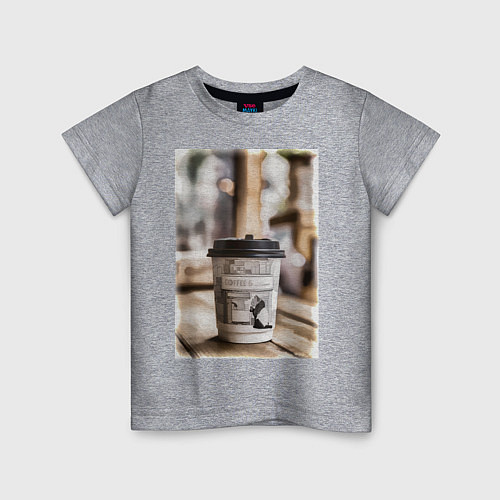 Детская футболка Coffee Pnada / Меланж – фото 1