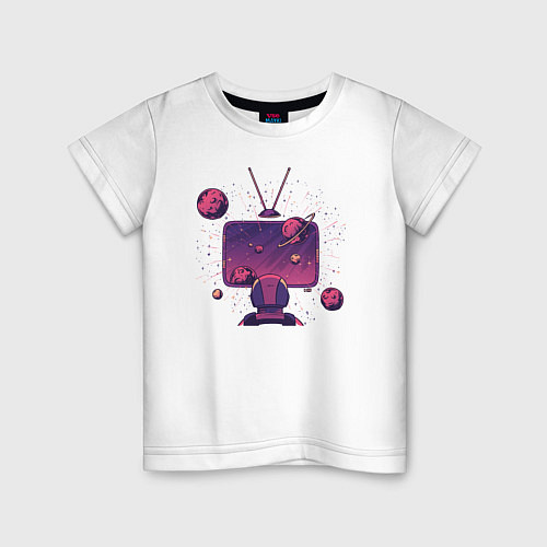 Детская футболка Космический телевизор / Белый – фото 1