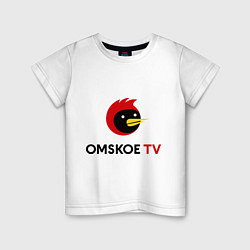 Футболка хлопковая детская Omskoe TV logo цвета белый — фото 1