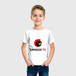 Футболка хлопковая детская Omskoe TV logo, цвет: белый — фото 2