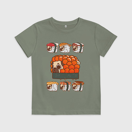 Детская футболка Мопс и роллы / Авокадо – фото 1
