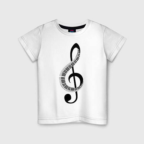 Детская футболка Скрипичный ключ и клавиши / Белый – фото 1