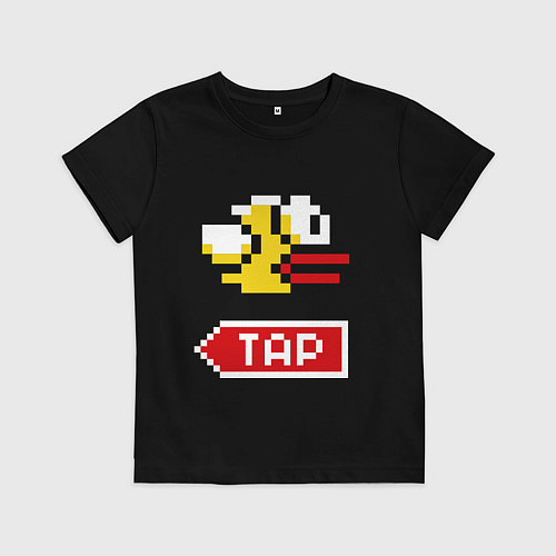 Детская футболка Flappy bird tap / Черный – фото 1