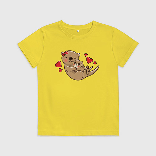 Детская футболка Милая морская выдра / Желтый – фото 1
