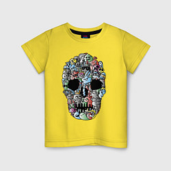 Футболка хлопковая детская Tosh Cool skull, цвет: желтый