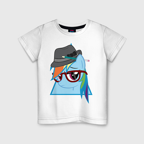 Детская футболка Rainbow Dash hipster / Белый – фото 1