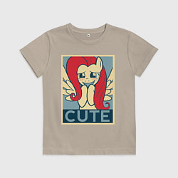 Футболка хлопковая детская Fluttershy cute, цвет: миндальный