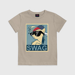 Футболка хлопковая детская Rainbow Dash swag, цвет: миндальный