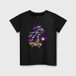 Футболка хлопковая детская Space skateboard, цвет: черный