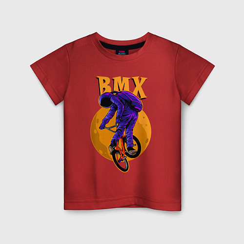Детская футболка BMX - moon - space / Красный – фото 1